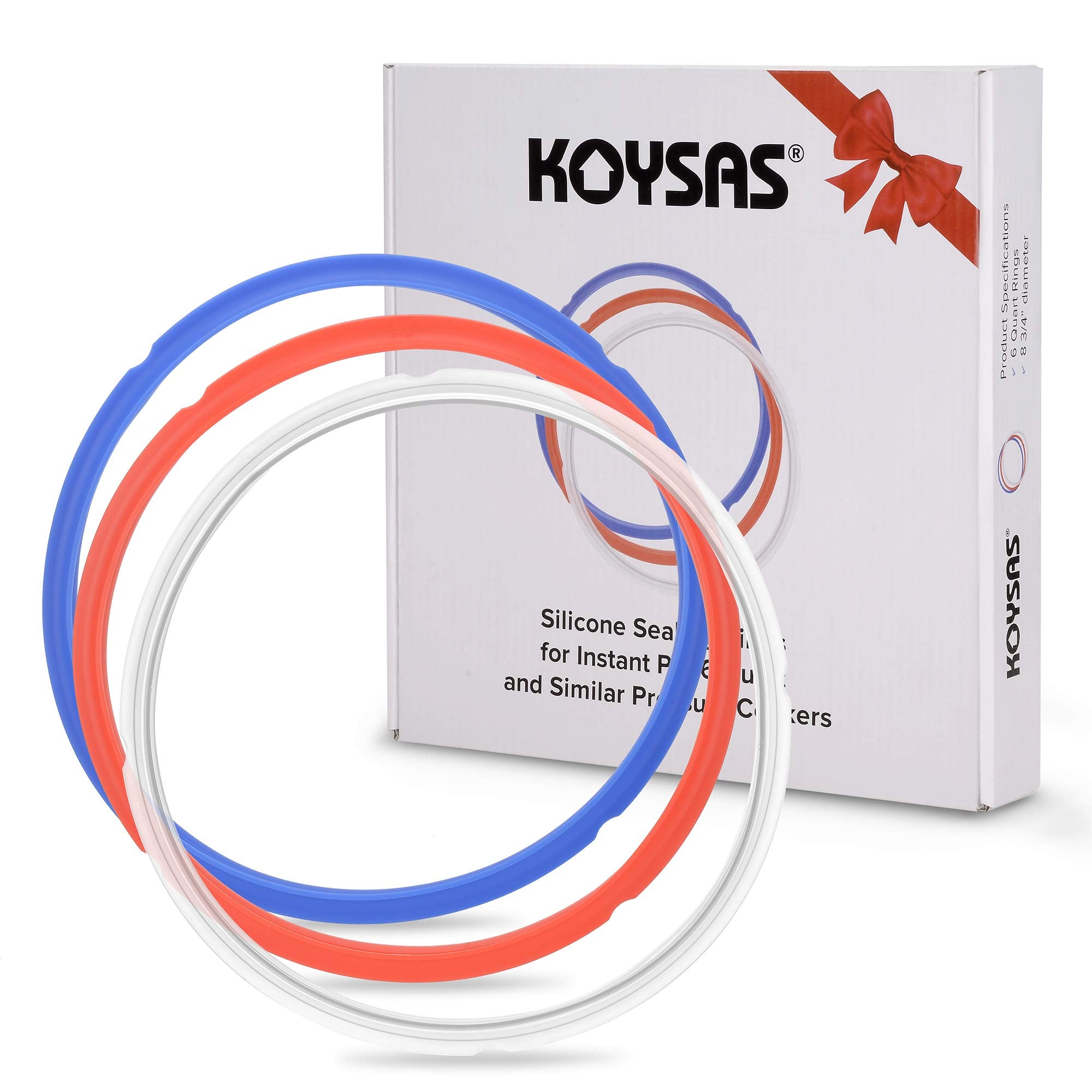 KOYSAS Silicone Sealing Rings for 6 Quart Instant Pot - Pack of 3 Colo