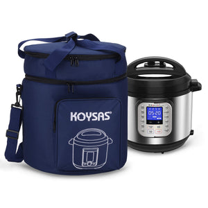 KOYSAS Travel Tote Carrying Bag Compatible with Instant Pot 6 Quart and Similar Pressure Cookers - Includes Tempered Glass Lid and Silicone Storage Lid Accessories - Gift Quality Packaging